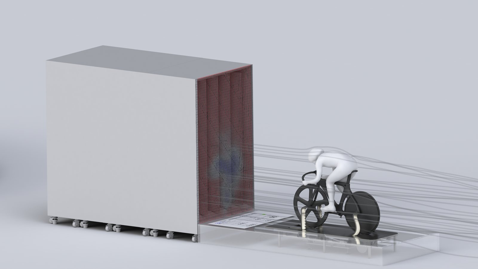 Fan array with a bicycle test setup